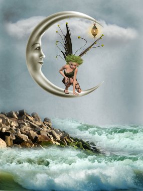 Fairy in the moon clipart