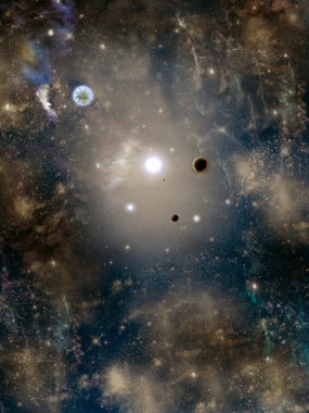 Space with planet nebulas and fog clipart