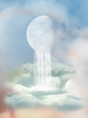 Moon with waterfall clipart