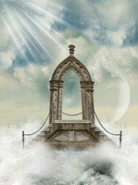 Arch with stairway in the sea clipart