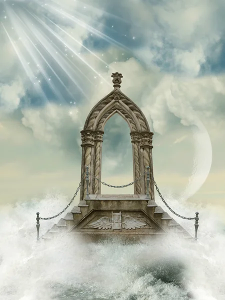 Arc avec escalier dans la mer — Photo