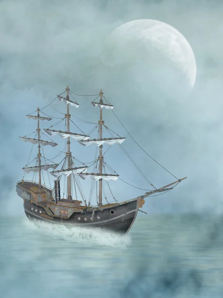 Schip in de oceaan — Stockfoto