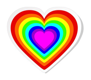 Rainbow heart sticker clipart