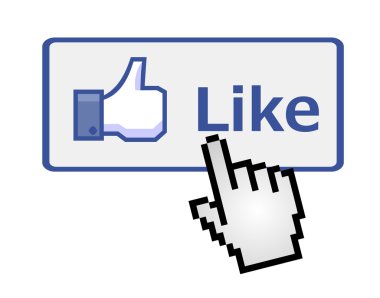 Pixelated hand clicking on like button clipart