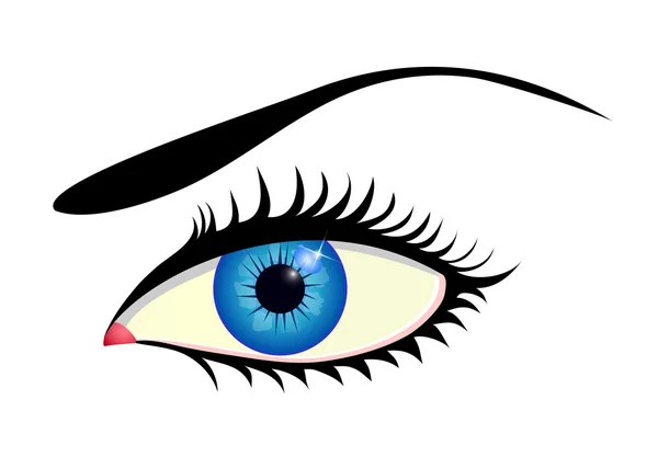 Primer plano de hermoso ojo azul aislado en blanco — Vector de stock