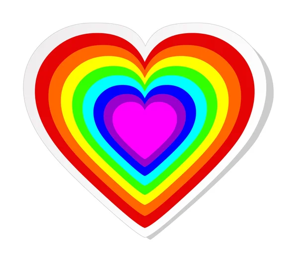 Rainbow heart sticker — Stock Vector