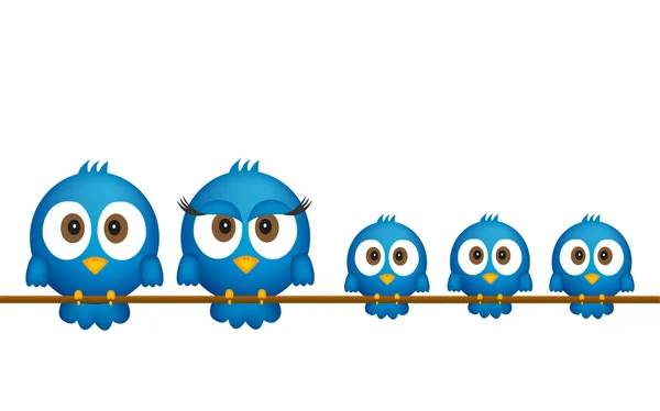 Famille des oiseaux bleus — Image vectorielle