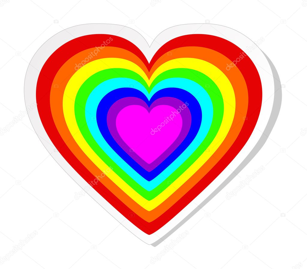 Rainbow heart sticker