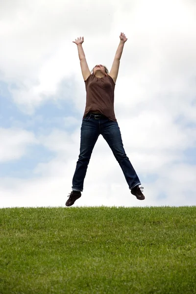 Jump for joy, shining moment — Stock Photo, Image