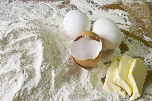 stock image Eggs, butter and flour