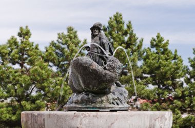 Fountain in the Zleby Castle yard clipart