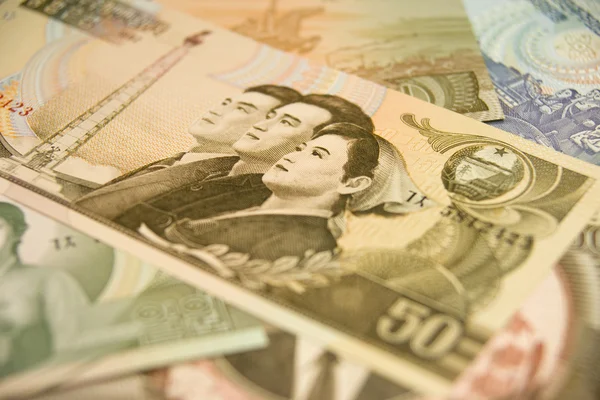 Primer plano de un billete de 50 won de Corea del Norte — Foto de Stock
