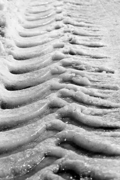 Impronta pneumatici nel ghiaccio — Foto Stock