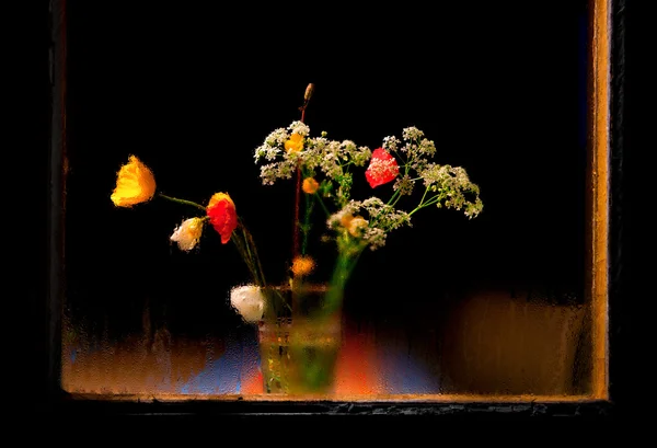 Vilda blommor i vas — Stockfoto