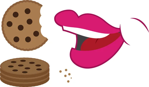 Губи їсть печиво — стоковий вектор