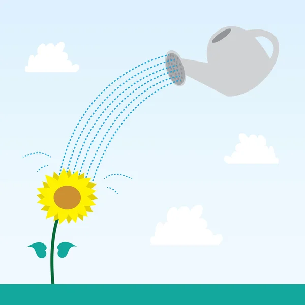 Flower and Watering Can — Stock Vector