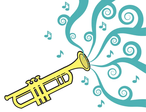 Trumpet Playing Music — Stock Vector