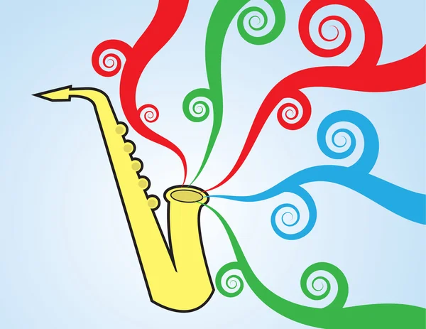 Saxofon spielt Farben — Stockvektor