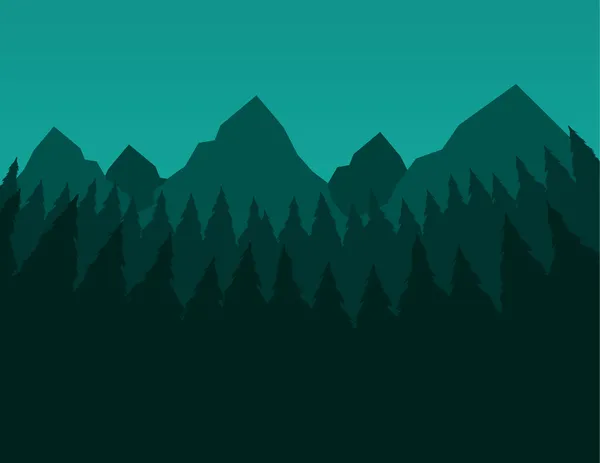 Green Trees and Mountains — Stock Vector