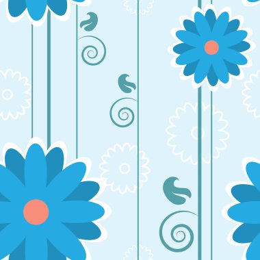 Mavi çiçek desen çizgileri