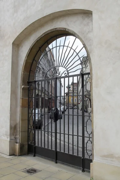 在克拉科夫的装饰性金属门 — 图库照片