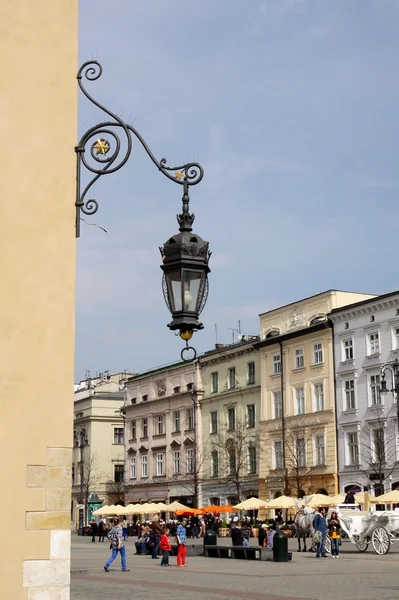 Vista da praça principal do mercado de Cracóvia — Fotografia de Stock