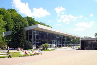 modern building of the main pump room in center of Krynica resort clipart