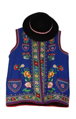 erkek halk kostüm ve yün şapka embroided yelek