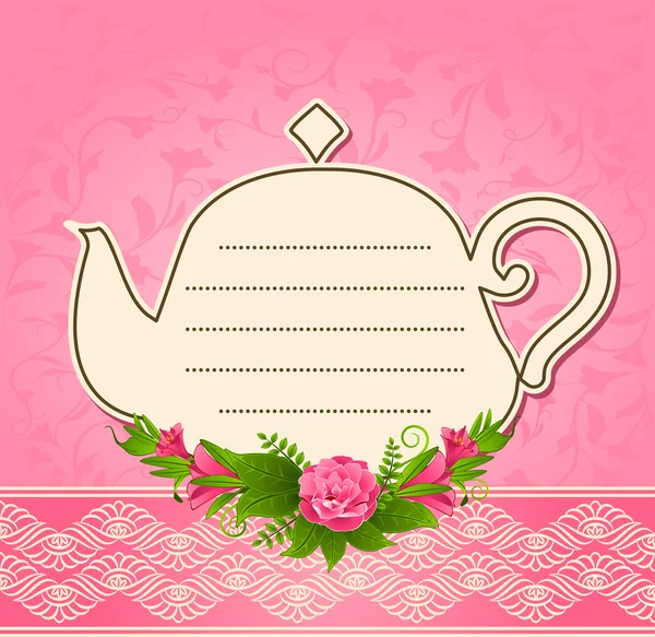 Vektor-Illustration einer Keramik-Teekanne mit schönen Blumen — Stockvektor
