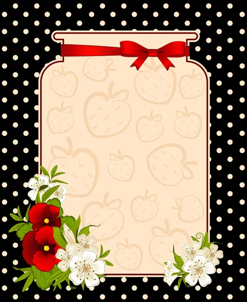 Illustration vectorielle des rives avec fraise et fleurs — Image vectorielle