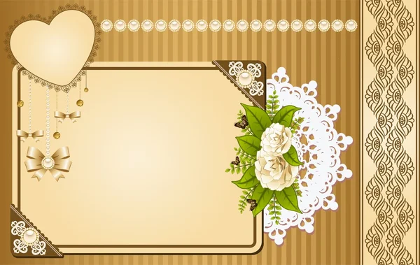 Vintage background with lace ornaments and flowers — Stock Vector