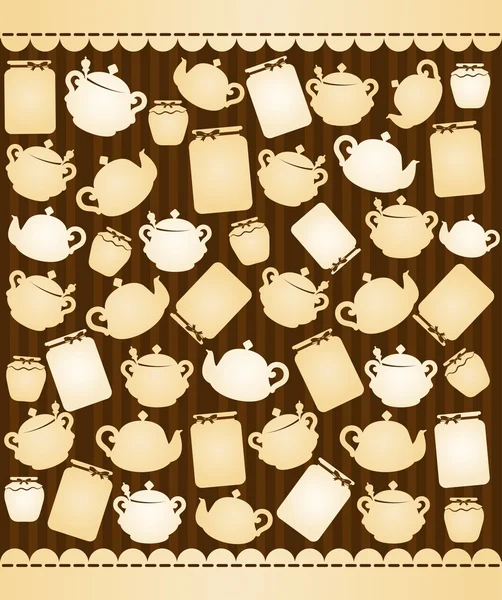 Illustration of vintage ceramic tea pots — Stock Vector