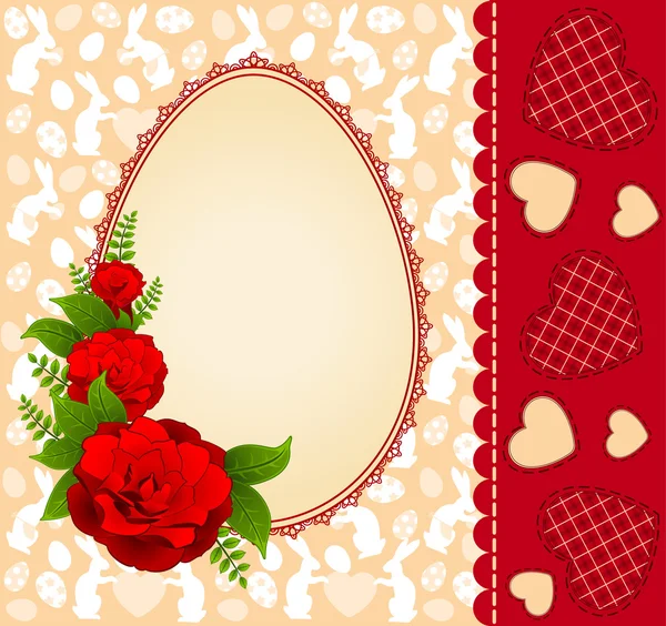 Ouă cu ornamente din dantelă și flori. Card vectorial de Paște — Vector de stoc