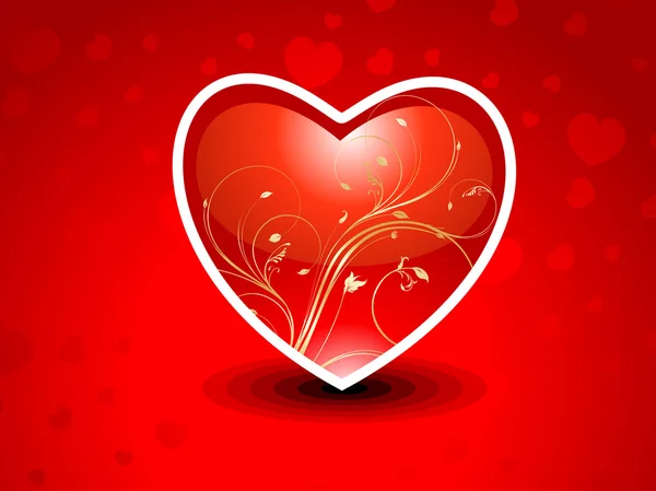 Coração vermelho abstrato com floral — Vetor de Stock