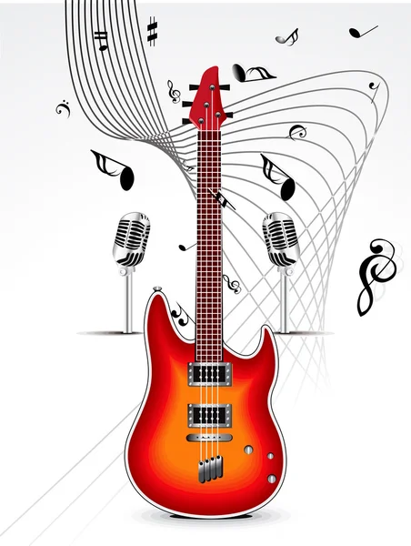 Pozadí abstraktní mysical s kytarou — Stockový vektor