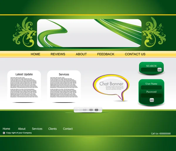 抽象的绿色网站模板 — 图库矢量图片