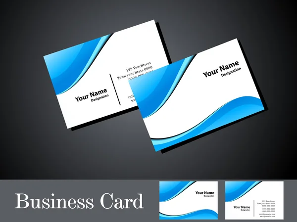 抽象的な青い波のビジネス カード — ストックベクタ