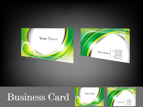 抽象的な光沢のある緑のビジネス カード — ストックベクタ