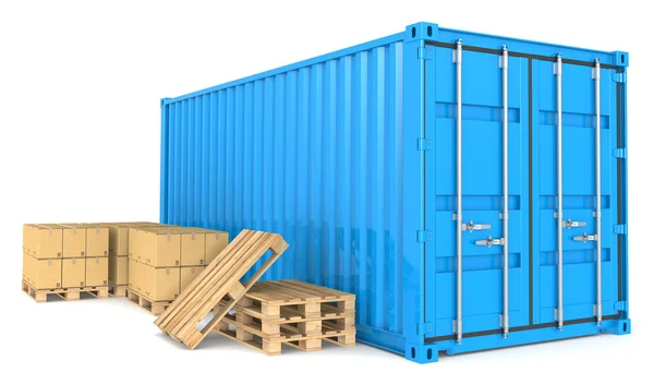Last container och varor. — Stockfoto