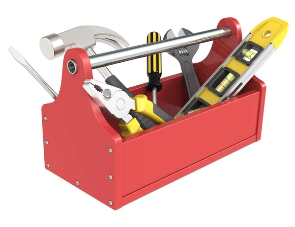 Boîte à outils avec outils . — Photo