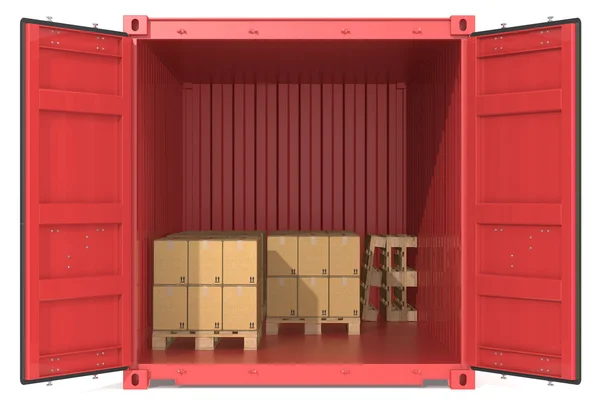Container met goederen. — Stockfoto