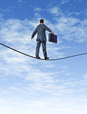 Business man Walking A Tightrope clipart