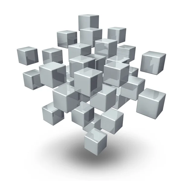 Netwerk verbinding kubussen — Stockfoto