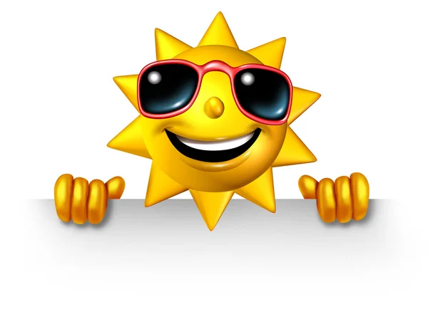 Sun Character Holding A Blank Sign — Stock Photo, Image