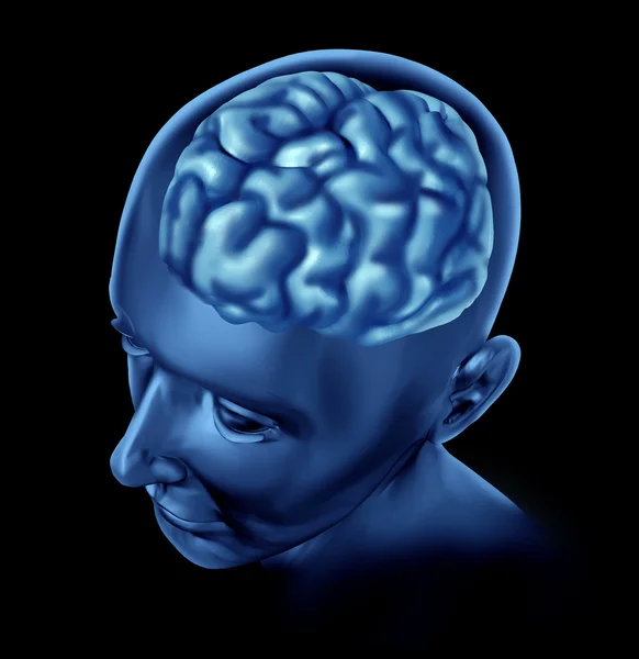 Ludzki mózg na czarnym tle — Zdjęcie stockowe