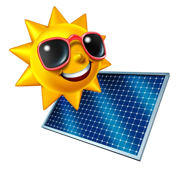 Сонце з панелі сонячних батарей — стокове фото