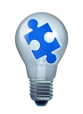 Light bulb puzzle isoalated clipart