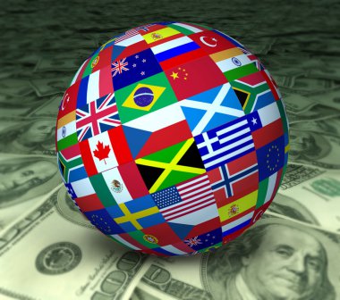 World Economy sphere flags