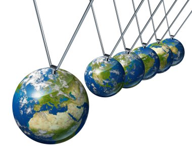 Pendulum With Europe Globe Affecting World Economy clipart