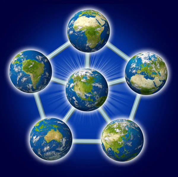 Globální síť ze Severní Ameriky ve světě — Stock fotografie